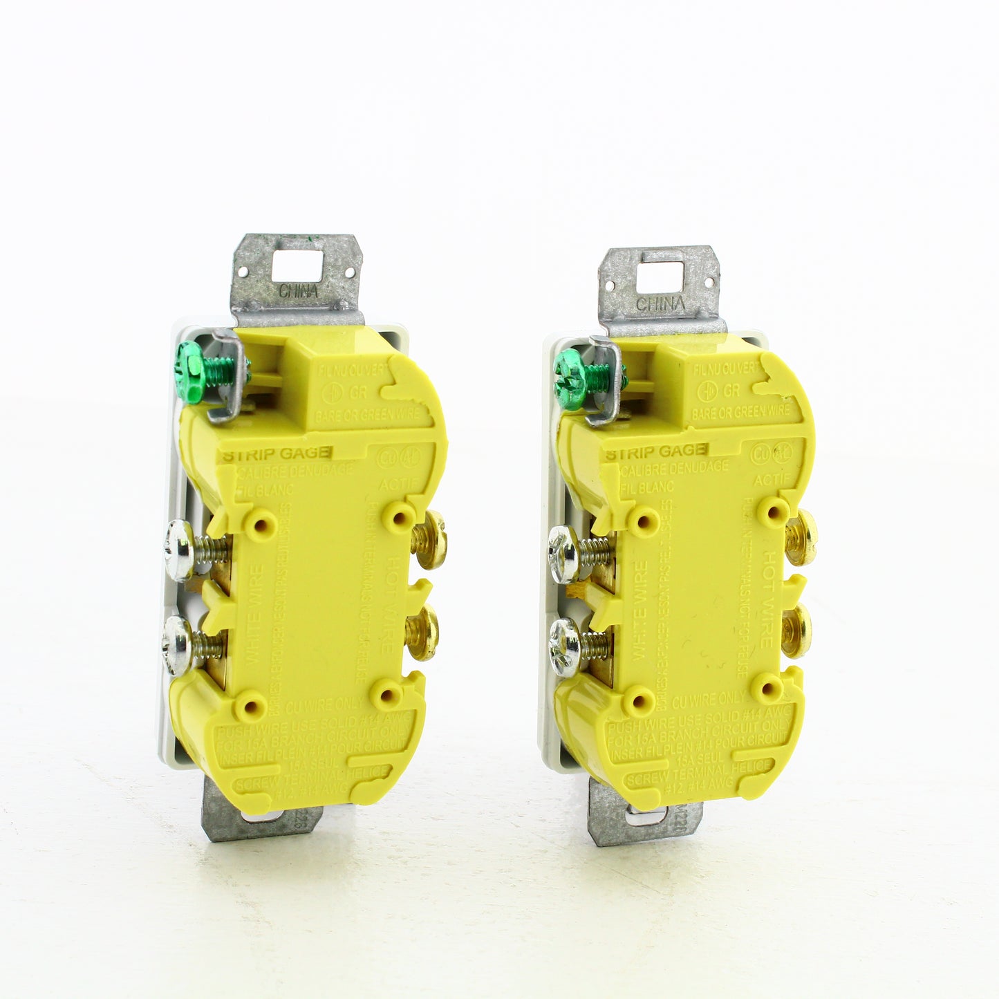 2 Hubbell White Tamper Resistant Decorator PANEL Receptacles 15A Earless