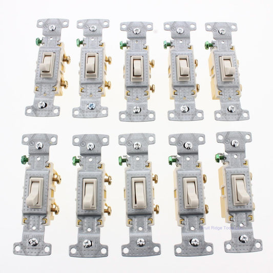 Hubbell RS115LA Almond 10 Residential Left Single Pole Toggle Light 10-Pack
