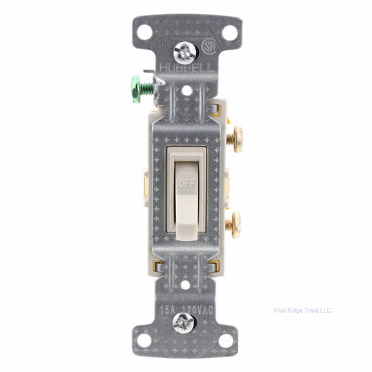 Hubbell RESIDENTIAL Lt Almond Single Pole Toggle Light Switch 15A Bulk RS115LA