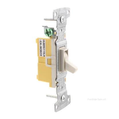 Hubbell RESIDENTIAL Lt Almond Single Pole Toggle Light Switch 15A Bulk RS115LA