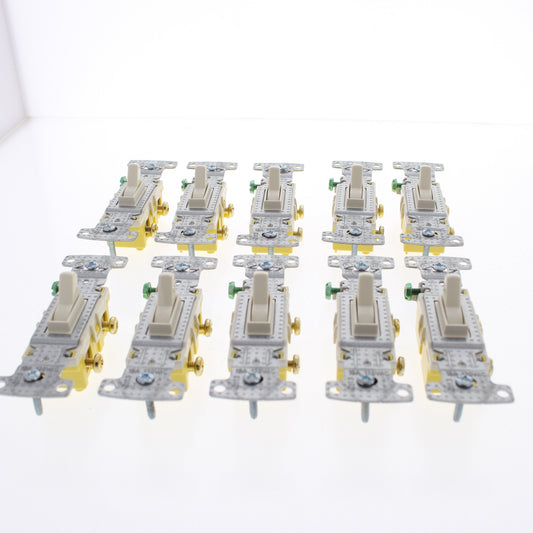 10 Hubbell Residential Lt Almond Single Pole Toggle Light Switches 15A RS115SLA
