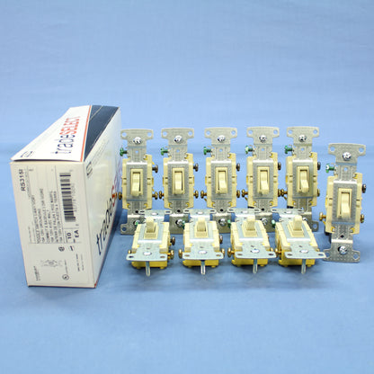 Hubbell RS315I Ivory Framed Toggle Light Switch 3-Way Residential 15A 120V 10pcs