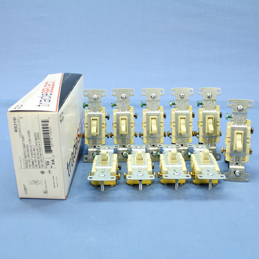Hubbell RS315I Ivory Framed Toggle Light Switch 3-Way Residential 15A 120V 10pcs