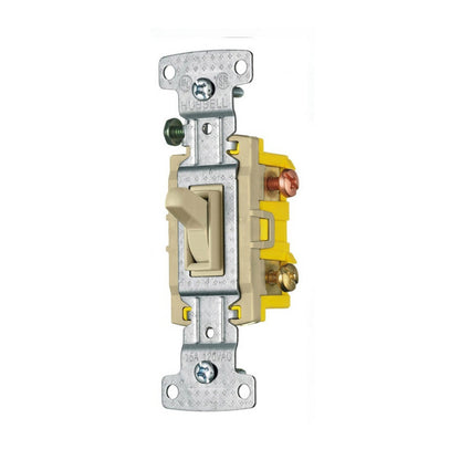 Hubbell RS315IZ Ivory Framed Toggle Wall Light Switch 3-Way Residential 15A Bulk