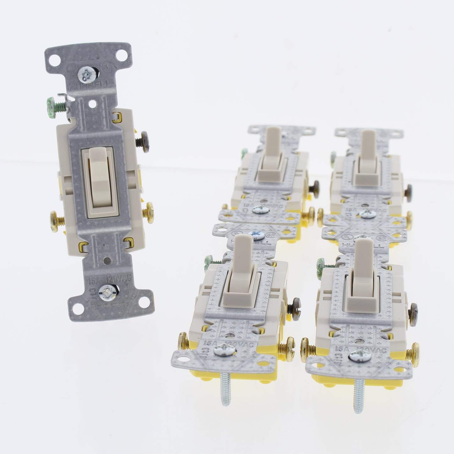 Hubbell RS315LA Lt Almond Framed Toggle Light Switch 3-Way Residential 15A 5pcs