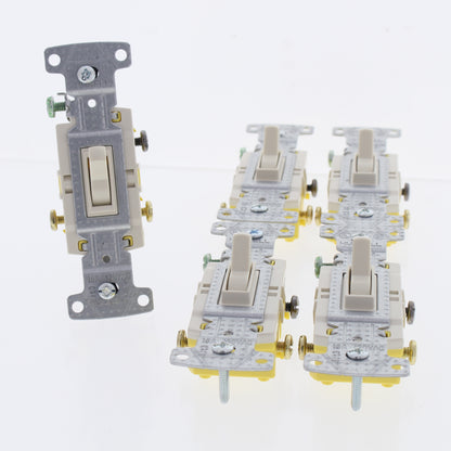 Hubbell RS315LA Lt Almond Framed Toggle Light Switch 3-Way Residential 15A 5pcs