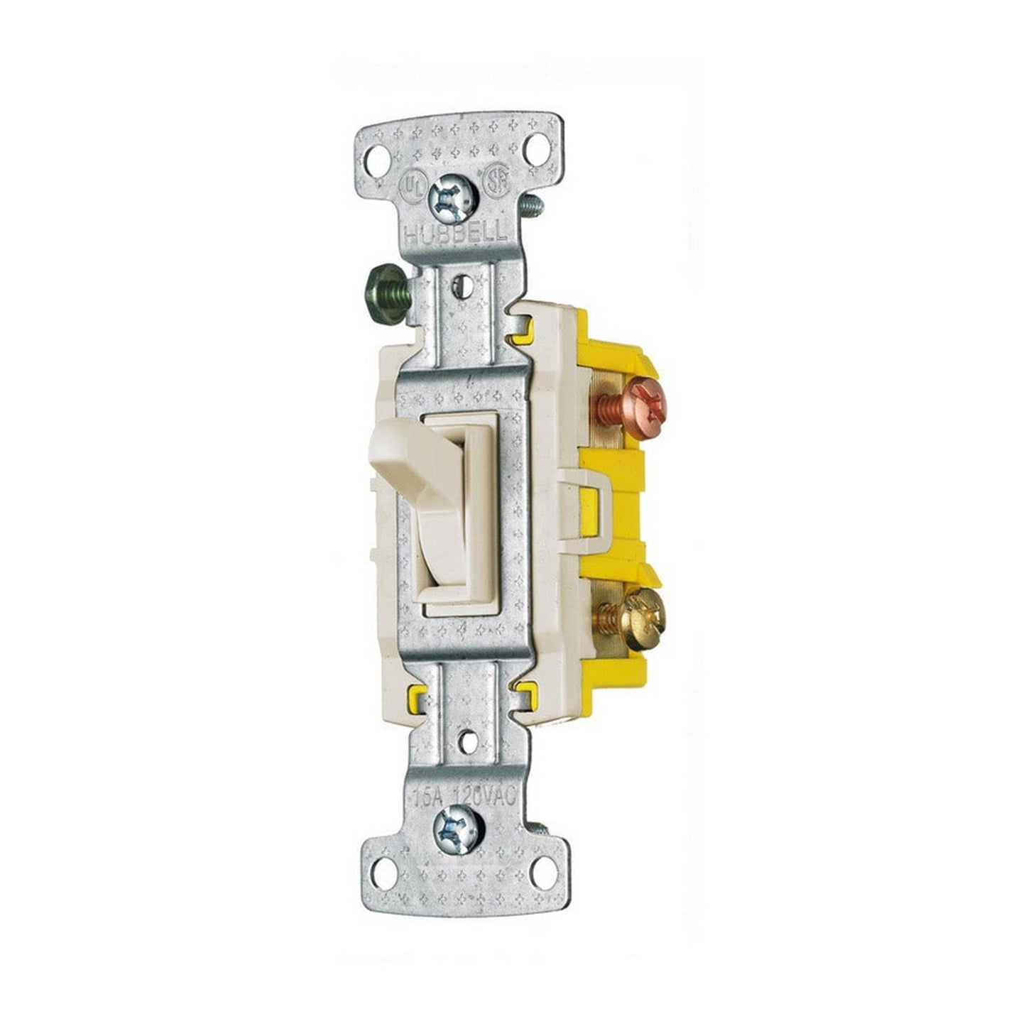 Hubbell Lt Almond Framed Toggle Light Switch 3-way Residential 15A Bulk RS315LAZ