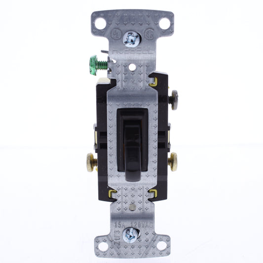 Hubbell RS315Z Brown Framed Toggle Wall Light Switch 3-Way Residential 15A Bulk
