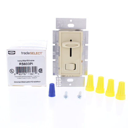 Hubbell RS603PI Ivory Slide Light Dimmer Switch 3-Way Incandescent Only 600W
