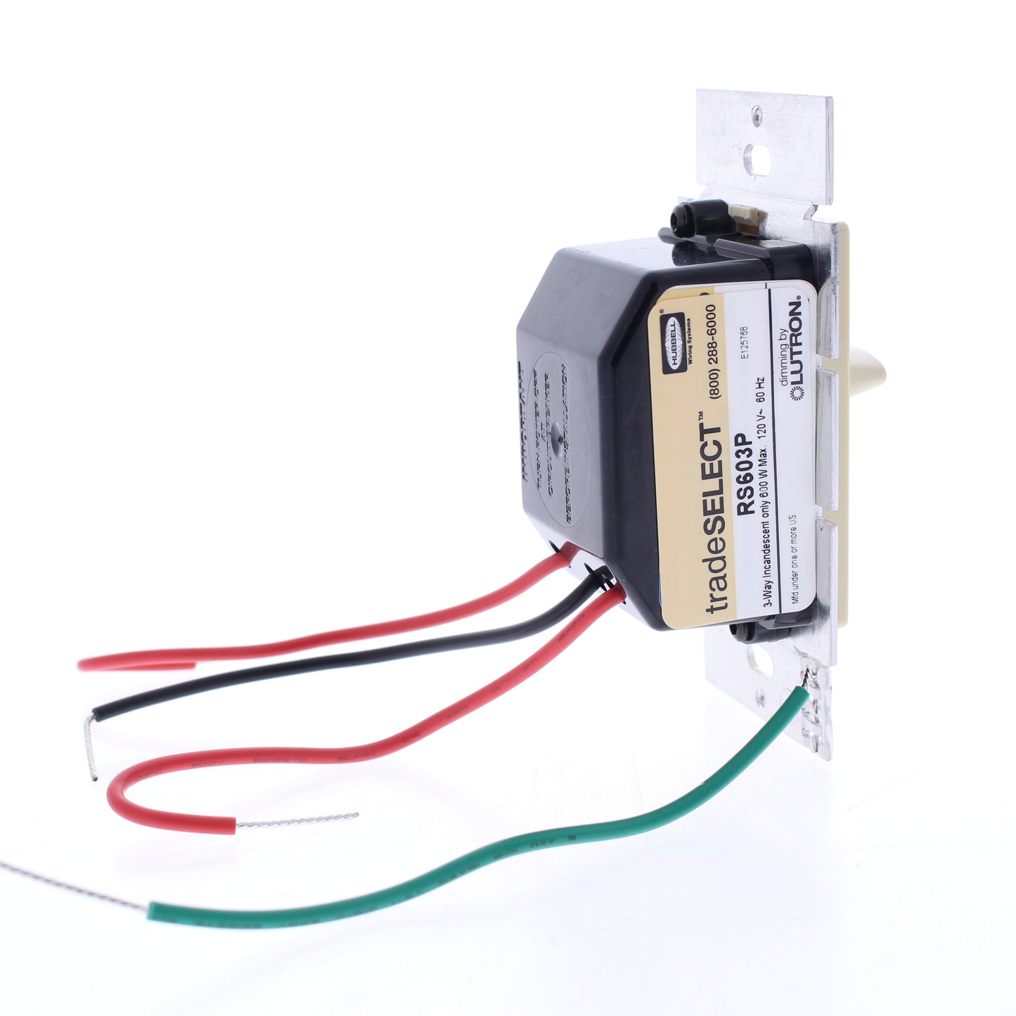 Hubbell RS603PI Ivory Slide Light Dimmer Switch 3-Way Incandescent Only 600W