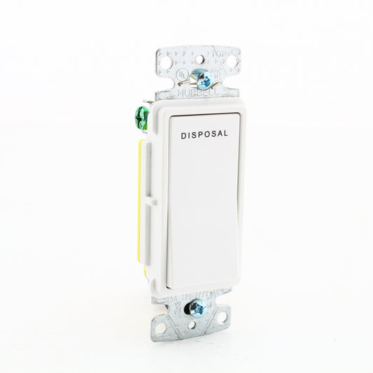Hubbell RSD115DW White Decorator Disposal 15A Switch Rocker Single Pole