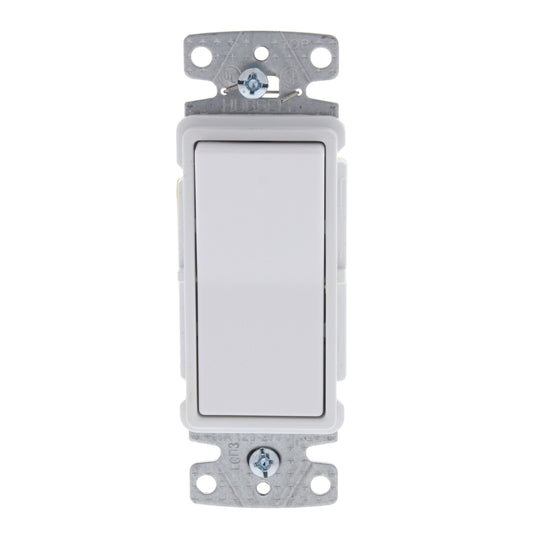 Hubbell RSD115W White Decorator Rocker Wall Light Switch Single Pole 15A