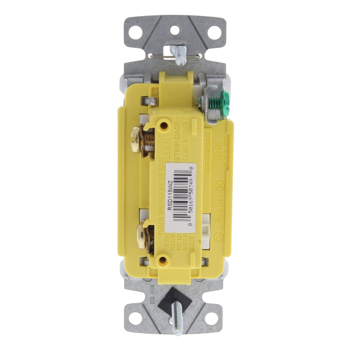 Hubbell RSD115W White Decorator Rocker Wall Light Switch Single Pole 15A