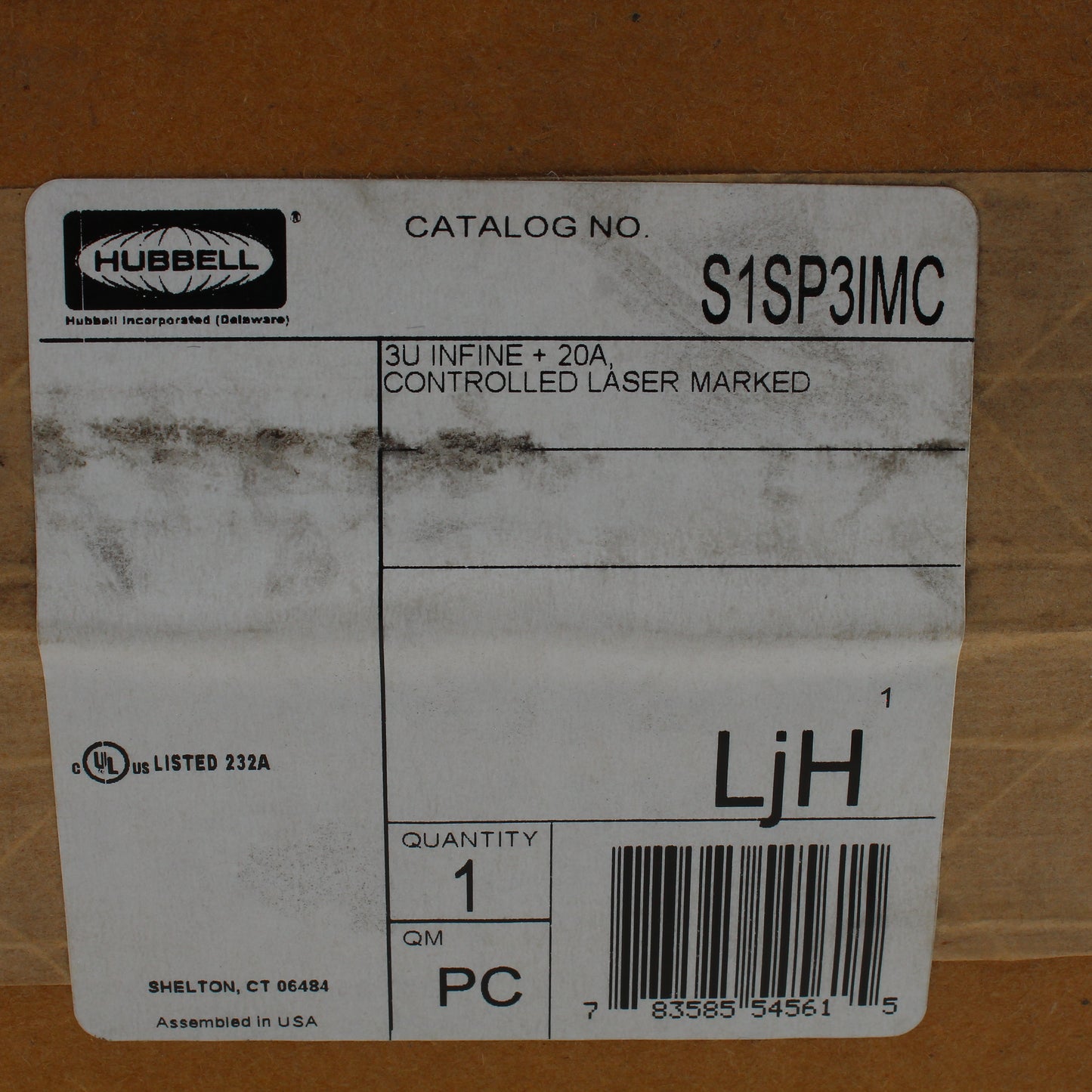 Hubbell Floor Box Sub-Plate 20A Controlled Switched Receptacle Istation S1SP3IMC