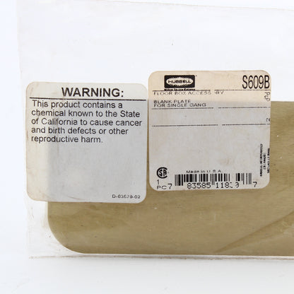 Hubbell Blank Brass Plate S609B For S6088 Above-Floor Electrical Pedestal Box