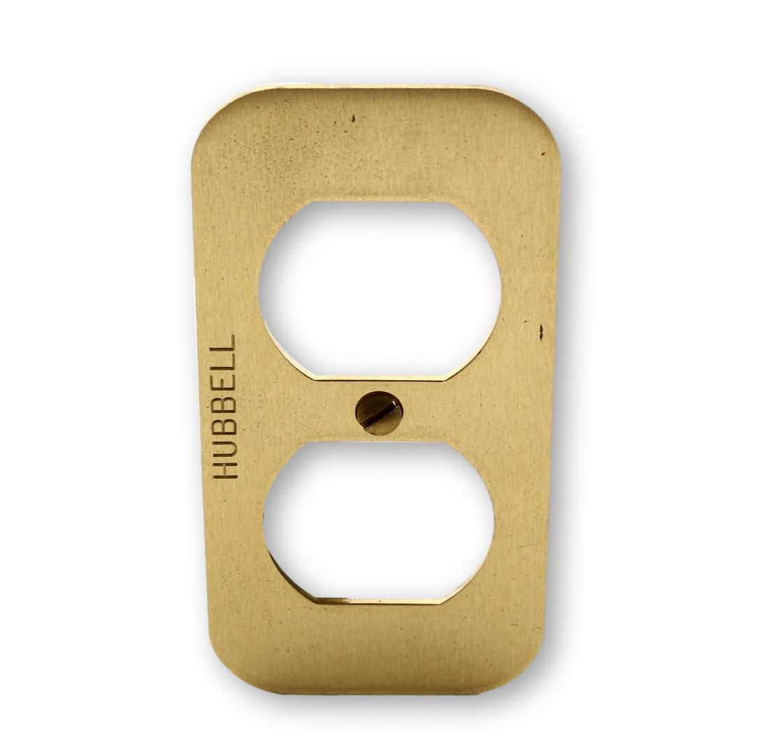 Hubbell 4"x2" Brass Duplex Outlet Plate S609D For S6088 Above-Floor Pedestal Box