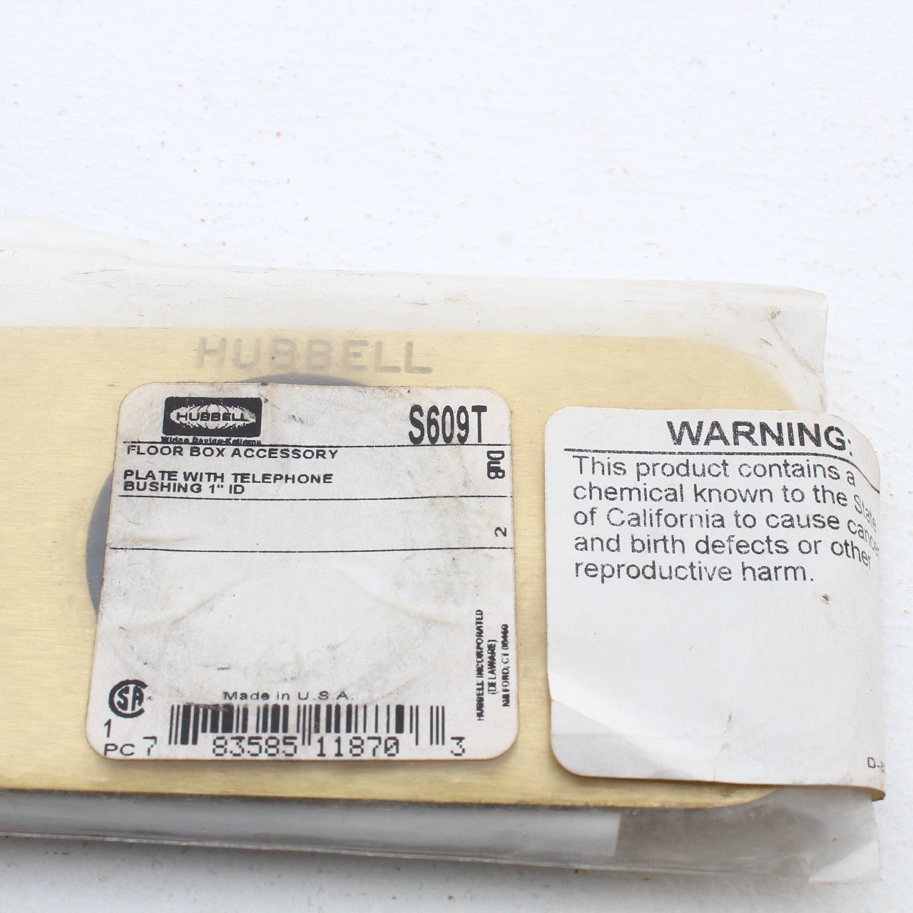Hubbell Brass Telephone Bushing Plate S609T For S6088 Above-Floor Pedestal Box