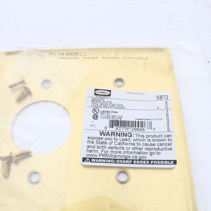 Hubbell SB72 Brass 2-Gang 1.406in. Outlet Satin Brass Standard Wallplate Cover