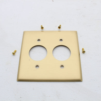 Hubbell SB72 Brass 2-Gang 1.406in. Outlet Satin Brass Standard Wallplate Cover