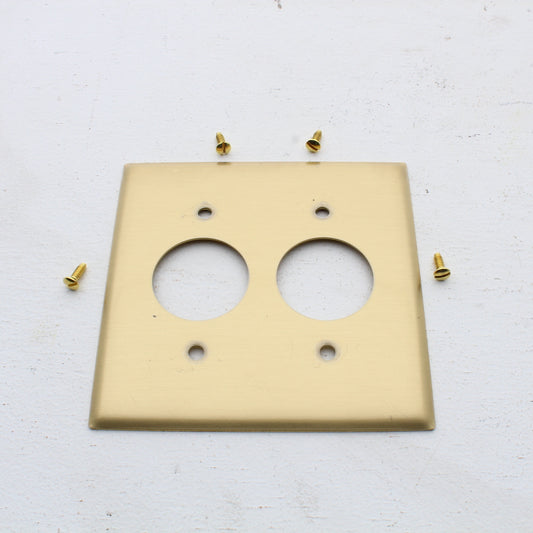 Hubbell SB72 Brass 2-Gang 1.406in. Outlet Satin Brass Standard Wallplate Cover