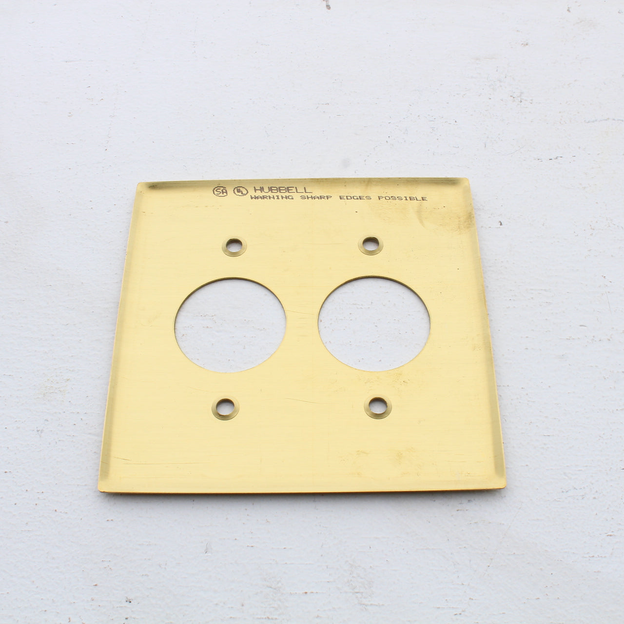 Hubbell SB72 Brass 2-Gang 1.406in. Outlet Satin Brass Standard Wallplate Cover
