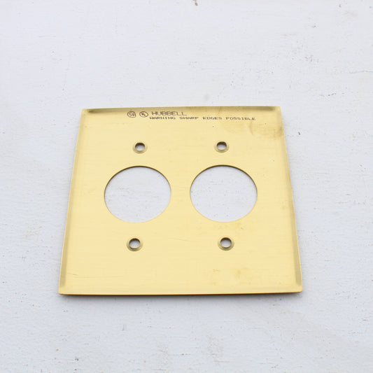 Hubbell SB72 Brass 2-Gang 1.406in. Outlet Satin Brass Standard Wallplate Cover