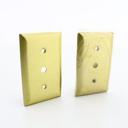 Hubbell SB738 Brass 2-Gang Phone .375" Satin Brass Wallplate Strap Mount 2pcs