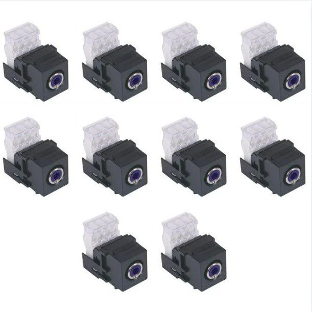 10 Hubbell Black Snap-Fit Keystone Stereo Audio RCA Jacks Blue 110-Type SFRC110B