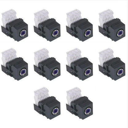 10 Hubbell Black Snap-Fit Keystone Stereo Audio RCA Jacks Blue 110-Type SFRC110B