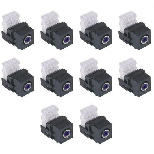 10 Hubbell Black Snap-Fit Keystone Stereo Audio RCA Jacks Blue 110-Type SFRC110B