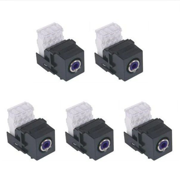 5 Hubbell Black Snap-Fit Keystone Stereo Audio RCA Jacks Blue 110-Type SFRC110B