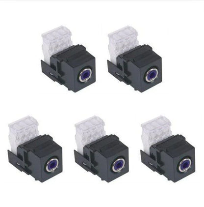5 Hubbell Black Snap-Fit Keystone Stereo Audio RCA Jacks Blue 110-Type SFRC110B