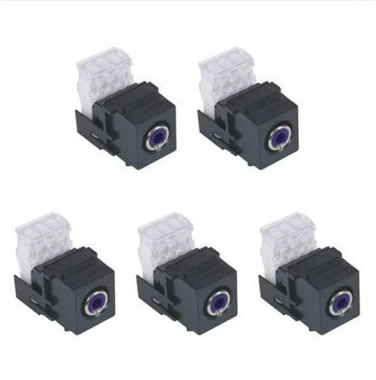 5 Hubbell Black Snap-Fit Keystone Stereo Audio RCA Jacks Blue 110-Type SFRC110B