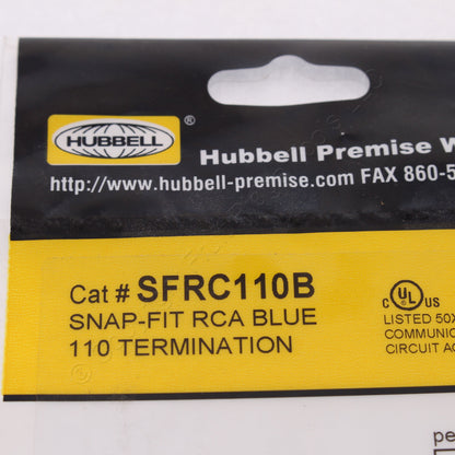 5 Hubbell Black Snap-Fit Keystone Stereo Audio RCA Jacks Blue 110-Type SFRC110B