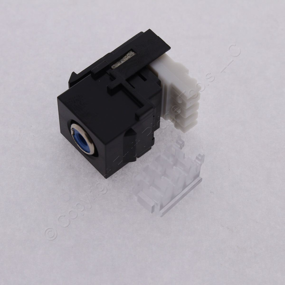 Hubbell Black Snap-Fit Keystone Stereo Audio RCA Jack Blue 110-Type SFRC110B