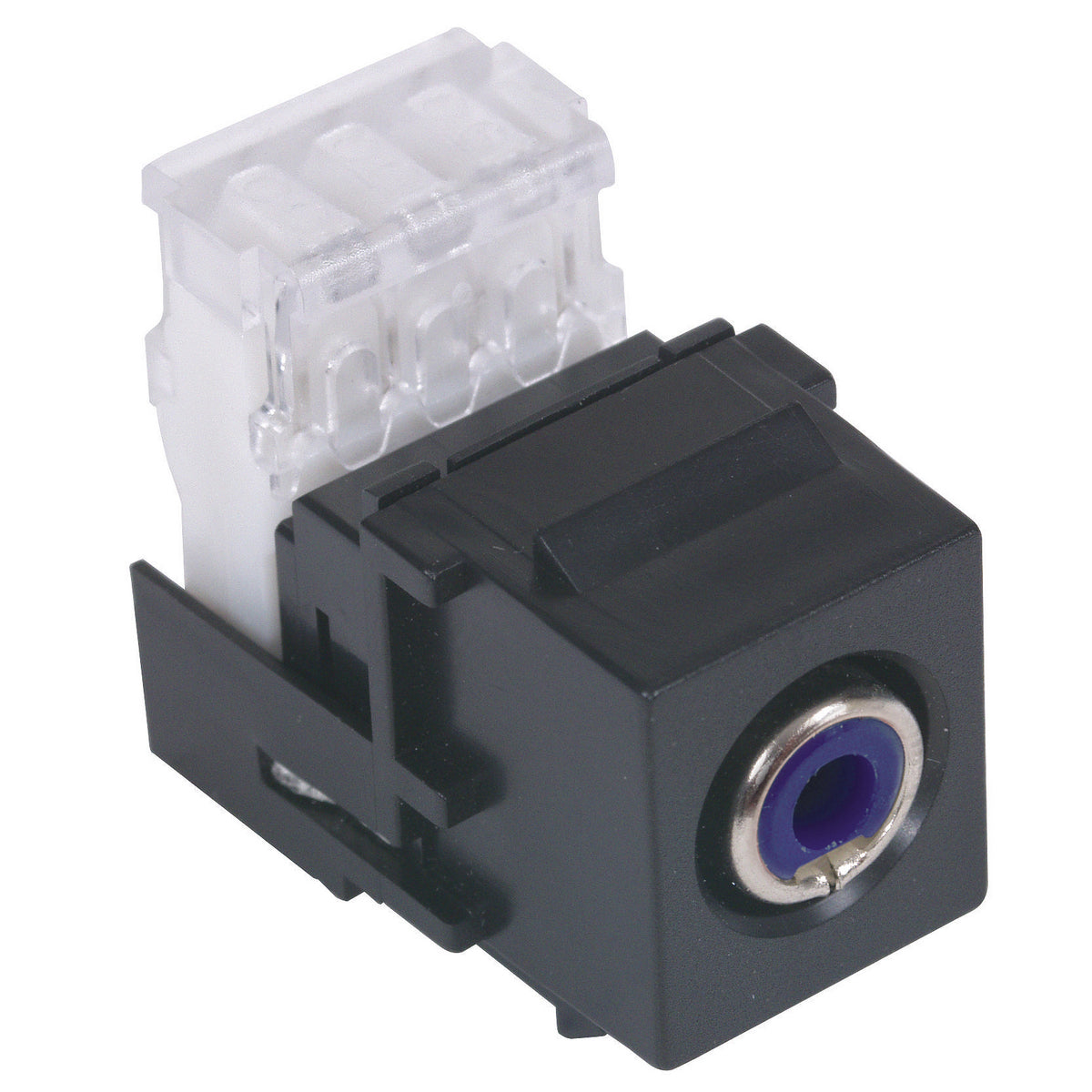 Hubbell Black Snap-Fit Keystone Stereo Audio RCA Jack Blue 110-Type SFRC110B