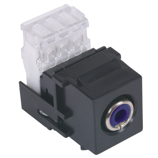 Hubbell Black Snap-Fit Keystone Stereo Audio RCA Jack Blue 110-Type SFRC110B