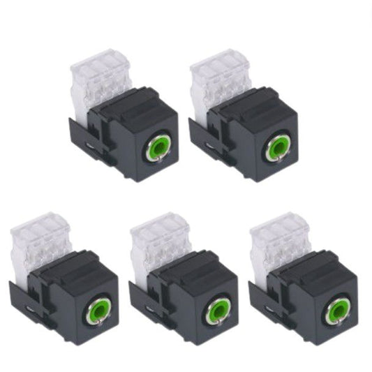 Hubbell Black Snap-Fit Keystone Stereo Audio RCA Jacks Green SFRC110GN 5-Pack