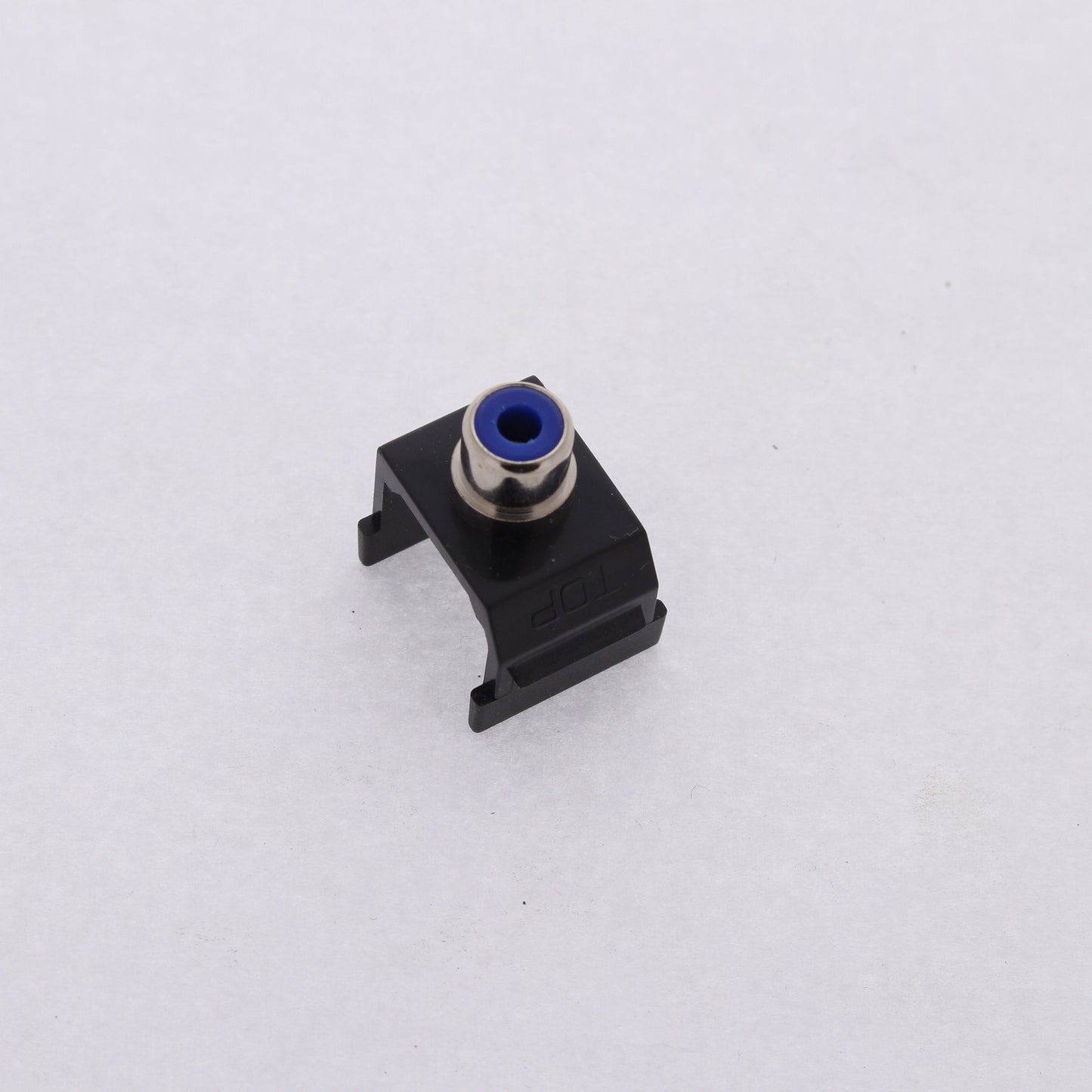 Hubbell Black Snap-Fit Keystone Audio Video Jack Blue Center RCA Solder SFRCBBK