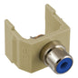 Hubbell Ivory Snap-Fit Keystone Audio Video Jack Blue Center RCA Solder SFRCBEI