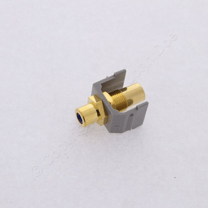 Hubbell Gray Snap-Fit Keystone Video Cable Jack Blue Center RCA to RCA SFRCBFFGY