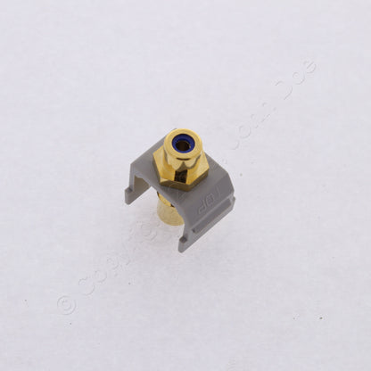 Hubbell Gray Snap-Fit Keystone Video Cable Jack Blue Center RCA to RCA SFRCBFFGY