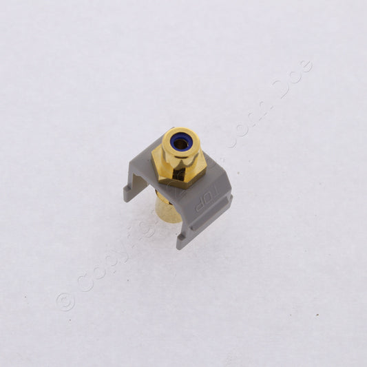 Hubbell Gray Snap-Fit Keystone Video Cable Jack Blue Center RCA to RCA SFRCBFFGY