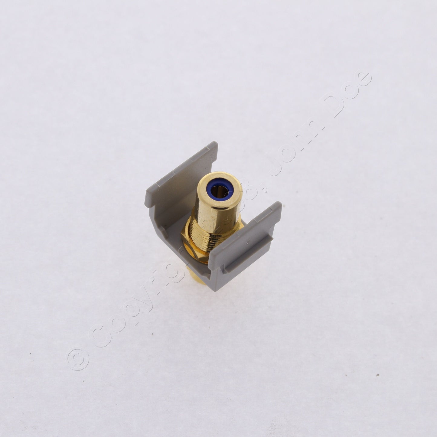 Hubbell Gray Snap-Fit Keystone Video Cable Jack Blue Center RCA to RCA SFRCBFFGY