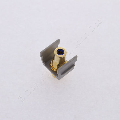 Hubbell Gray Snap-Fit Keystone Video Cable Jack Blue Center RCA to RCA SFRCBFFGY