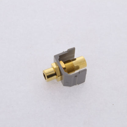 Hubbell SFRCBKFFGY Gray Snap-Fit Keystone Video Cable Jack Black Center RCA/RCA