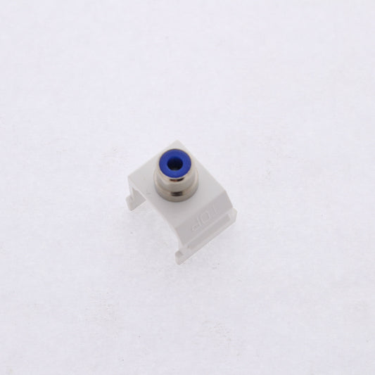 Hubbell White Snap-Fit Keystone Audio Video Jack Blue Center RCA Solder SFRCBW