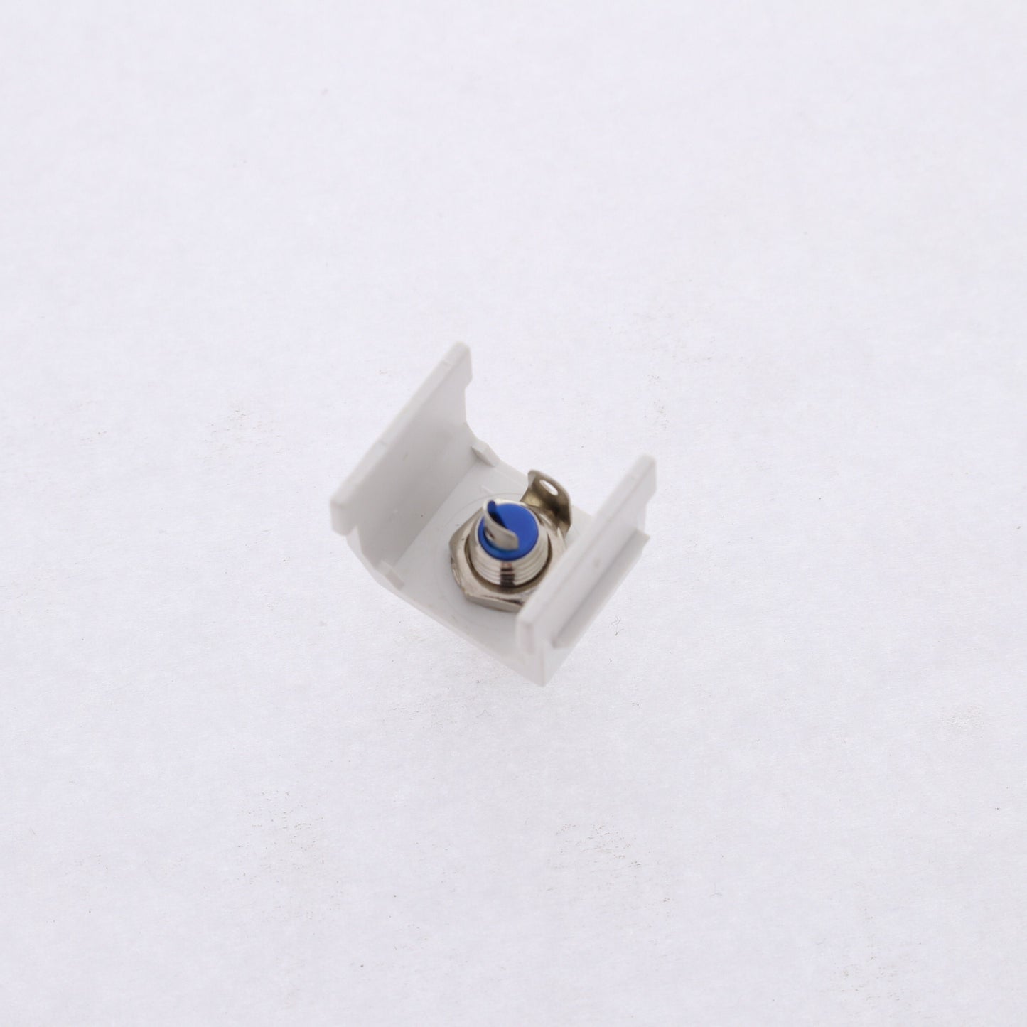 Hubbell White Snap-Fit Keystone Audio Video Jack Blue Center RCA Solder SFRCBW
