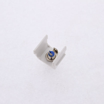 Hubbell White Snap-Fit Keystone Audio Video Jack Blue Center RCA Solder SFRCBW