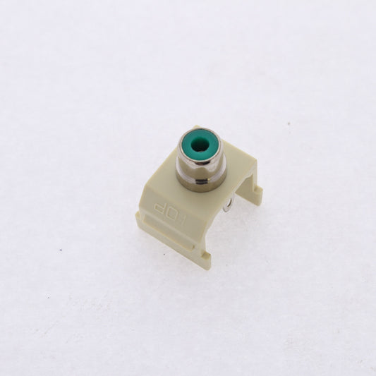 Hubbell Ivory SnapFit Keystone Audio Video Jack Green Center RCA Solder SFRCGNEI